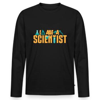 Ich bin ein Forscher - Männer Premium Bio Langarmshirt - Schwarz - Vorne - Nico (187cm)