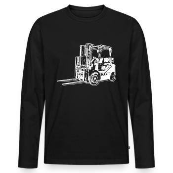Conducteur de chariot élévateur T-shirt cadeau chariot élévateur Renard - T-shirt manches longues Premium bio Homme - noir - Devant - Nico (187cm)