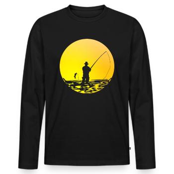 Pêcheur T-shirt pêcheur cadeau pêcheur pêcheur - T-shirt manches longues Premium bio Homme - noir - Devant - Nico (187cm)