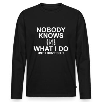 Techniciens du son Proverbes T-shirt cadeau ingénieur du son - T-shirt manches longues Premium bio Homme - noir - Devant - Nico (187cm)