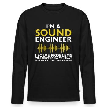 Techniciens du son Proverbes T-shirt cadeau ingénieur du son - T-shirt manches longues Premium bio Homme - noir - Devant - Nico (187cm)