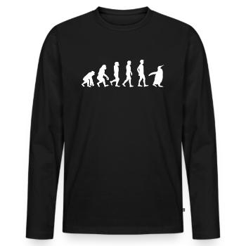 Evolution Penguin T-Shirt Gift - Men's Premium Organic Long Sleeve Shirt - black - Front - Nico (187cm)