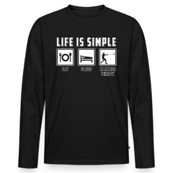 Lancer du marteau cadeau t-shirt Lancer du marteau - T-shirt manches longues Premium bio Homme - noir - Devant - Nico (187cm)