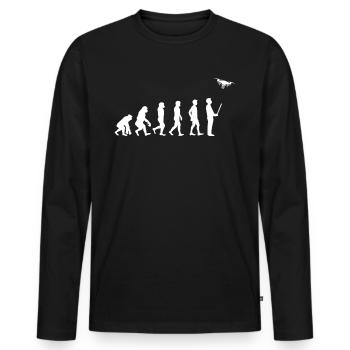 T-shirt Evolution Drone Cadeau Drone Pilot - T-shirt manches longues Premium bio Homme - noir - Devant - Nico (187cm)