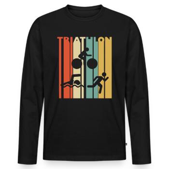 Triathletes Swim Bike Run Triathlon Shirt Geschenk - Männer Premium Bio Langarmshirt - Schwarz - Vorne - Nico (187cm)