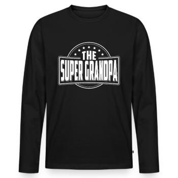 The Super Grandpa T-Shirt Geschenk Großvater Opa - Männer Premium Bio Langarmshirt - Schwarz - Vorne - Nico (187cm)