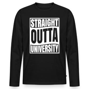 Straight Outta University T-Shirt Graduation 2019 - Men's Premium Organic Long Sleeve Shirt - black - Front - Nico (187cm)