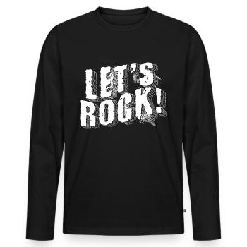 Lets Rock T-Shirt Geschenk Rock n Roll - Männer Premium Bio Langarmshirt - Schwarz - Vorne - Nico (187cm)