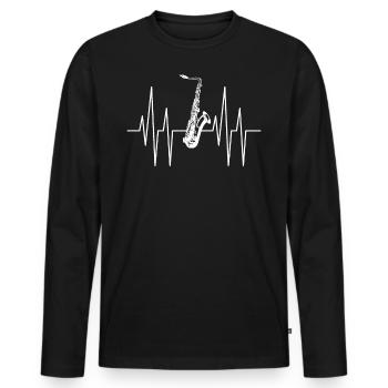 Battements cardiaques Rythme cardiaque Rythme cardiaque Saxophone Shirt - T-shirt manches longues Premium bio Homme - noir - Devant - Nico (187cm)