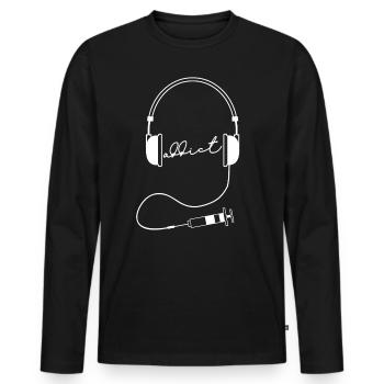 Music Dependent T-Shirt Gift Headphone DJ - Men's Premium Organic Long Sleeve Shirt - black - Front - Nico (187cm)