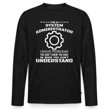 Administrateur de système cadeau Technicien en informatique cadeau - T-shirt manches longues Premium bio Homme - noir - Devant - Nico (187cm)