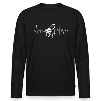 Chemise de piano à rythme cardiaque Heartbeat Heartline - T-shirt manches longues Premium bio Homme - noir - Devant - Nico (187cm)
