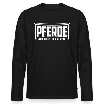 T-shirt Chevaux Parce que les Hommes Nerfs - T-shirt manches longues Premium bio Homme - noir - Devant - Nico (187cm)