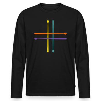 Drummer Schlagzeuger T-Shirt Schlagzeug Drum - Männer Premium Bio Langarmshirt - Schwarz - Vorne - Nico (187cm)