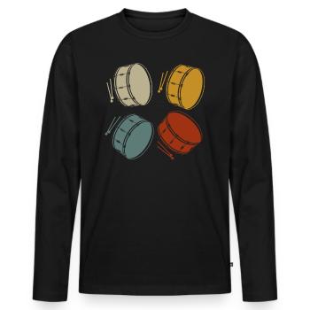Drummer Schlagzeuger T-Shirt Schlagzeug Drum - Männer Premium Bio Langarmshirt - Schwarz - Vorne - Nico (187cm)