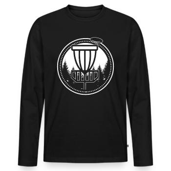 Discgolf Spieler T-Shirt Geschenk Disk Golf Vater - Männer Premium Bio Langarmshirt - Schwarz - Vorne - Nico (187cm)
