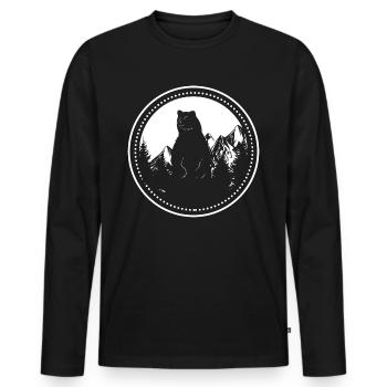 Amoureux de la nature t-shirt cadeau chasseur d'ours nature - T-shirt manches longues Premium bio Homme - noir - Devant - Nico (187cm)