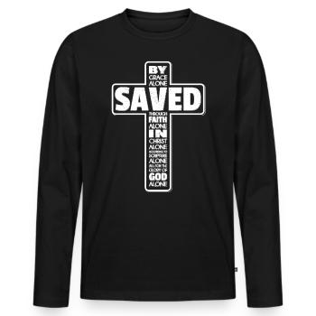 Jésus Christ T-Shirt Cadeau Croix De Foi - T-shirt manches longues Premium bio Homme - noir - Devant - Nico (187cm)