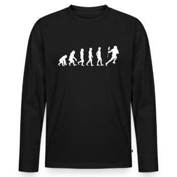 Cadeau de chemise de crosse Evolution Lacrosse - T-shirt manches longues Premium bio Homme - noir - Devant - Nico (187cm)