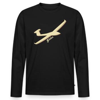 Pilote de planeur T-shirt cadeau pilote de planeur - T-shirt manches longues Premium bio Homme - noir - Devant - Nico (187cm)