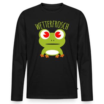 Weather Frog Weatherman Meteorologist T-Shirt - Men's Premium Organic Long Sleeve Shirt - black - Front - Nico (187cm)
