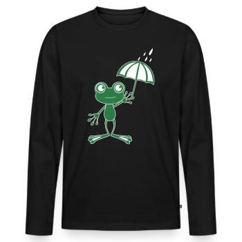 Weather Frog Meteorologist T-Shirt Gift Frog - Men's Premium Organic Long Sleeve Shirt - black - Front - Nico (187cm)