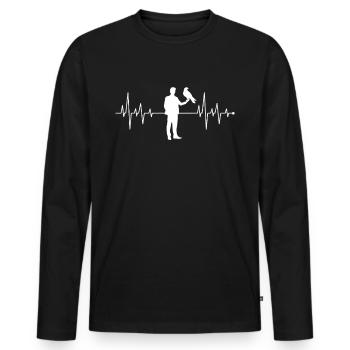 Chemise Falconer de fréquence cardiaque Heartbeat Heartline - T-shirt manches longues Premium bio Homme - noir - Devant - Nico (187cm)