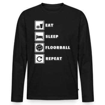 Floorball gift indoor hockey field hockey - Men's Premium Organic Long Sleeve Shirt - black - Front - Nico (187cm)