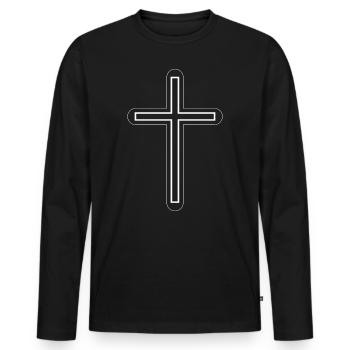 Cadeau croix christianisme croix christianisme - T-shirt manches longues Premium bio Homme - noir - Devant - Nico (187cm)
