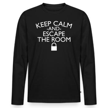 Escape the Room Team T-Shirt Gift Escape Room - Men's Premium Organic Long Sleeve Shirt - black - Front - Nico (187cm)