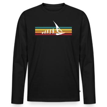Windsurfing Geschenk Windsurfer T-Shirt Evolution - Männer Premium Bio Langarmshirt - Schwarz - Vorne - Nico (187cm)