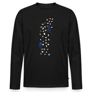 Cadeau de t-shirt grimpeur rocher - T-shirt manches longues Premium bio Homme - noir - Devant - Nico (187cm)