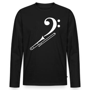 Cadeau de t-shirt trombone basse clef basse - T-shirt manches longues Premium bio Homme - noir - Devant - Nico (187cm)