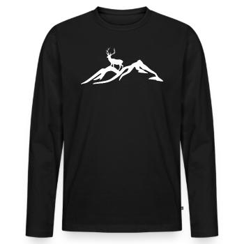 Mountain Mountain Deer Hunter Nature T-Shirt - Men's Premium Organic Long Sleeve Shirt - black - Front - Nico (187cm)