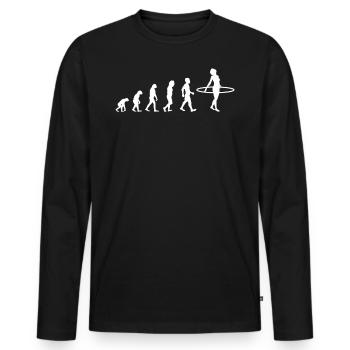 Evolution Hula Hoop T-Shirt Geschenk - Männer Premium Bio Langarmshirt - Schwarz - Vorne - Nico (187cm)