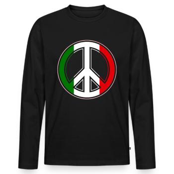Italie drapeau Peace signe T-Shirt - T-shirt manches longues Premium bio Homme - noir - Devant - Nico (187cm)