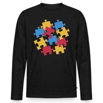 Puzzle t-shirt cadeau - T-shirt manches longues Premium bio Homme - noir - Devant - Nico (187cm)