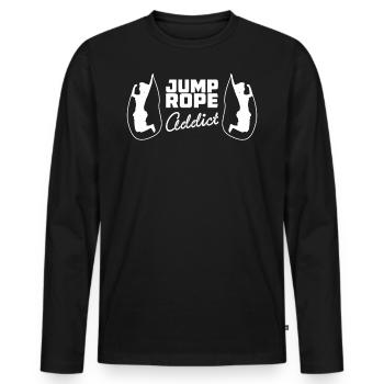 Jump Rope Addict T-Shirt Geschenk - Männer Premium Bio Langarmshirt - Schwarz - Vorne - Nico (187cm)