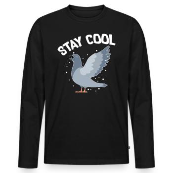 Stay Cool Tauben Shirt Geschenk - Männer Premium Bio Langarmshirt - Schwarz - Vorne - Nico (187cm)