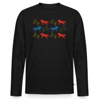 Masque visage pour enfants chevaux cheval - T-shirt manches longues Premium bio Homme - noir - Devant - Nico (187cm)