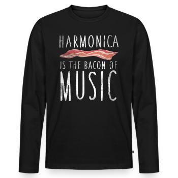 Harmonica est le bacon de la musique Harmonica - T-shirt manches longues Premium bio Homme - noir - Devant - Nico (187cm)
