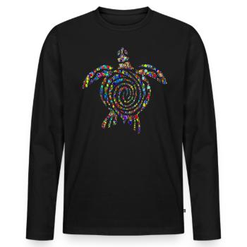 T-shirt cadeau tortue mandala - T-shirt manches longues Premium bio Homme - noir - Devant - Nico (187cm)