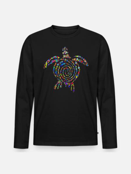 Mandala turtle gift t-shirt - Men's Premium Organic Long Sleeve Shirt - black