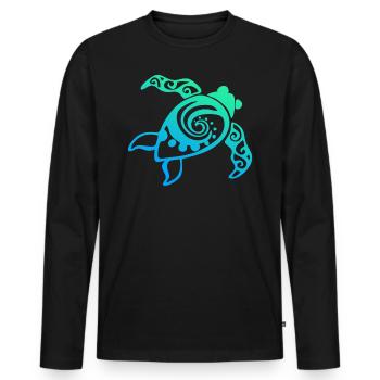 T-shirt Tortue Maori Mandala - T-shirt manches longues Premium bio Homme - noir - Devant - Nico (187cm)
