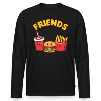 Cadeau de nourriture burger frites - T-shirt manches longues Premium bio Homme - noir - Devant - Nico (187cm)
