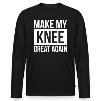 Make My Knee Great Again Knie Operation - Männer Premium Bio Langarmshirt - Schwarz - Vorne - Nico (187cm)