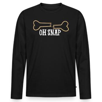 OH SNAP - plâtre pour fracture osseuse cassée - T-shirt manches longues Premium bio Homme - noir - Devant - Nico (187cm)