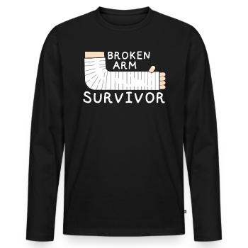 Fracture du bras survivant fracture du bras os cassé - T-shirt manches longues Premium bio Homme - noir - Devant - Nico (187cm)
