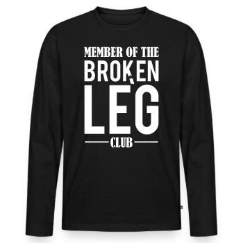 Membre du club de la jambe cassée os cassé - T-shirt manches longues Premium bio Homme - noir - Devant - Nico (187cm)