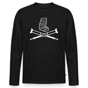 Crutches Broken Leg Foot Shirt - Men's Premium Organic Long Sleeve Shirt - black - Front - Nico (187cm)